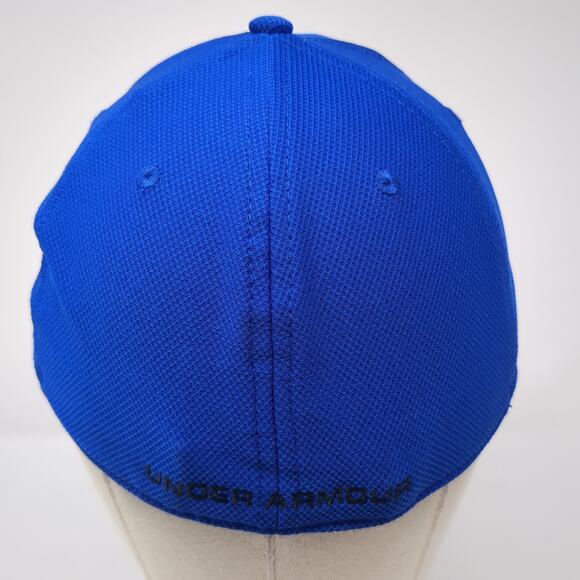 Under Armour Fitted Baseball Cap Blue Large Embroidered Vented Holes 6 Panel - Picture 6 of 9
